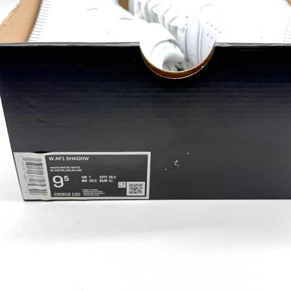 Nike Air Force 1 Womens AF1 Shadow Triple White Shoes Sz 9.5 New CI0919-100 - Picture 10 of 11